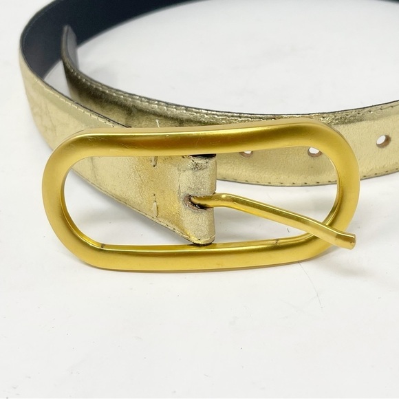 Vintage AVIGNON Women’s Gold Metallic Leather Belt Adjustable Disco 80s Size M - Picture 2 of 5